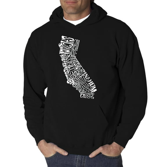 LA Pop Art Men's Word Art Hooded Sweatshirt - California State