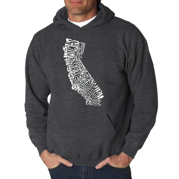 LA Pop Art Men's Word Art Hooded Sweatshirt - California State