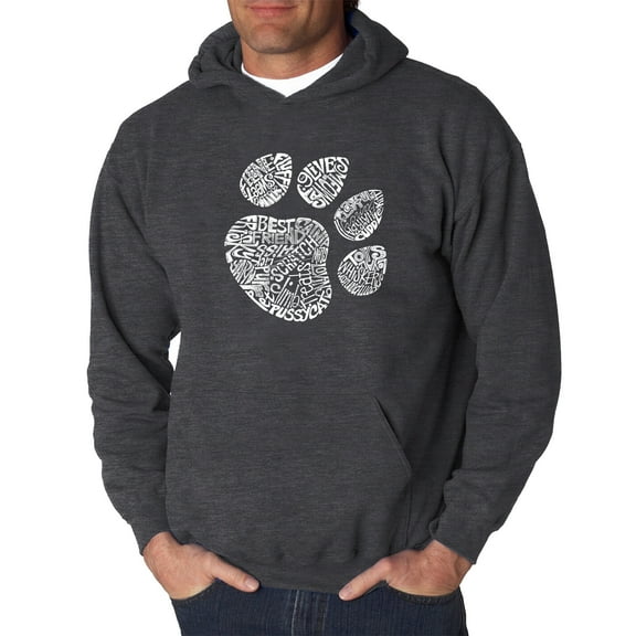 LA Pop Art Men's Word Art Hooded Sweatshirt - Cat Paw