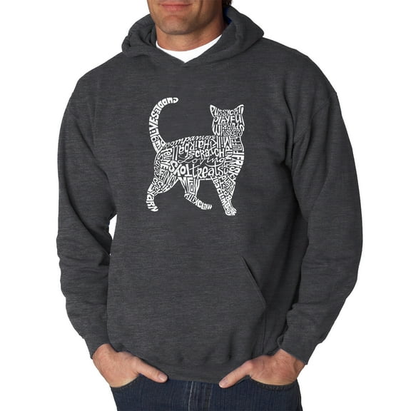 LA Pop Art Men's Word Art Hooded Sweatshirt - Cat