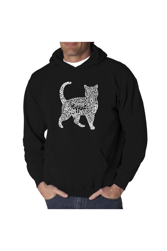 Men's Word Art Hooded Sweatshirt - Cat