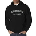thumbnail image 1 of LA Pop Art Men's Word Art Hooded Sweatshirt - Chicago 1837, 1 of 2