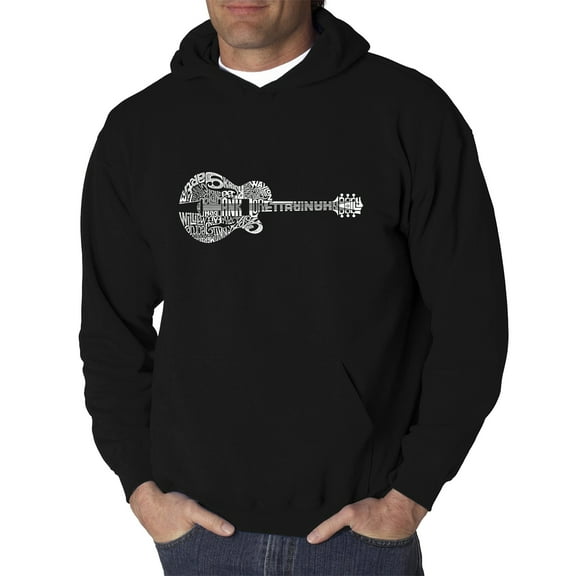 LA Pop Art Men's Word Art Hooded Sweatshirt - Country Guitar