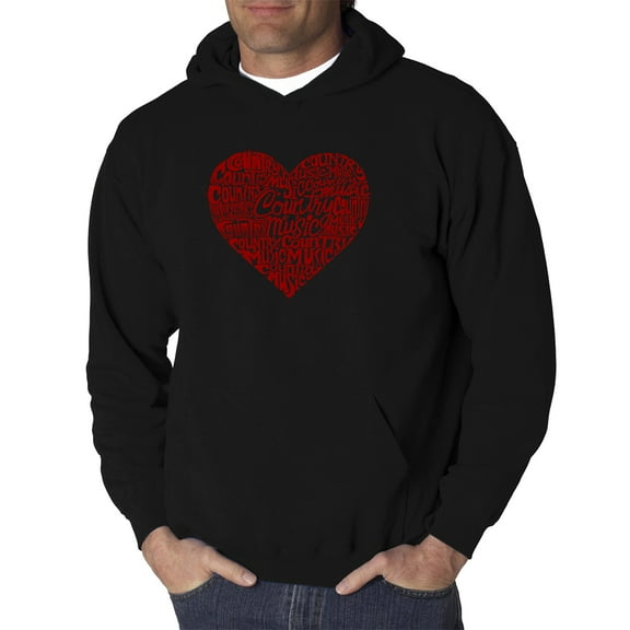 LA Pop Art Men's Word Art Hooded Sweatshirt - Country Music Heart