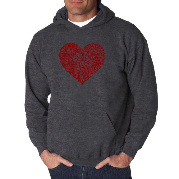 LA Pop Art Men's Word Art Hooded Sweatshirt - Country Music Heart