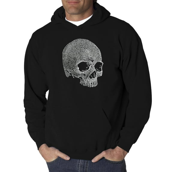 LA Pop Art Men's Word Art Hooded Sweatshirt - Dead Inside Skull
