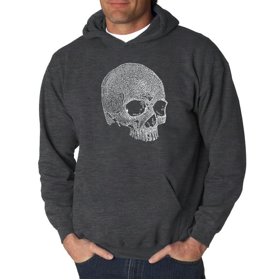 LA Pop Art Men's Word Art Hooded Sweatshirt - Dead Inside Skull