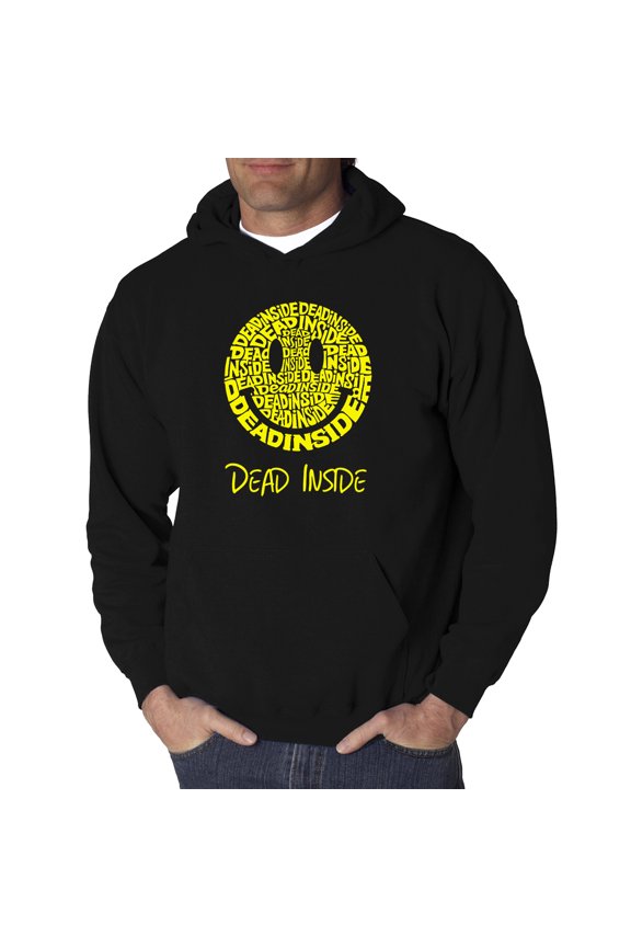 Men's Word Art Hooded Sweatshirt - Dead Inside Smile