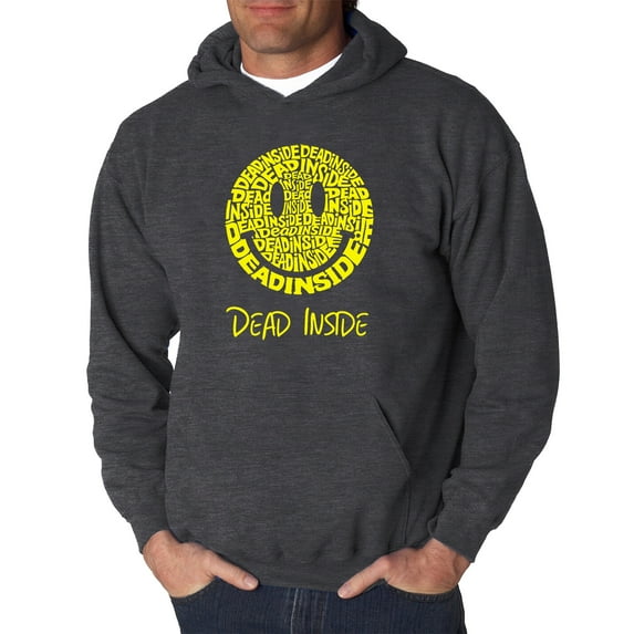 LA Pop Art Men's Word Art Hooded Sweatshirt - Dead Inside Smile