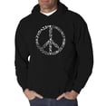 thumbnail image 1 of LA Pop Art Men's Word Art Hooded Sweatshirt - Different Faiths peace sign, 1 of 2
