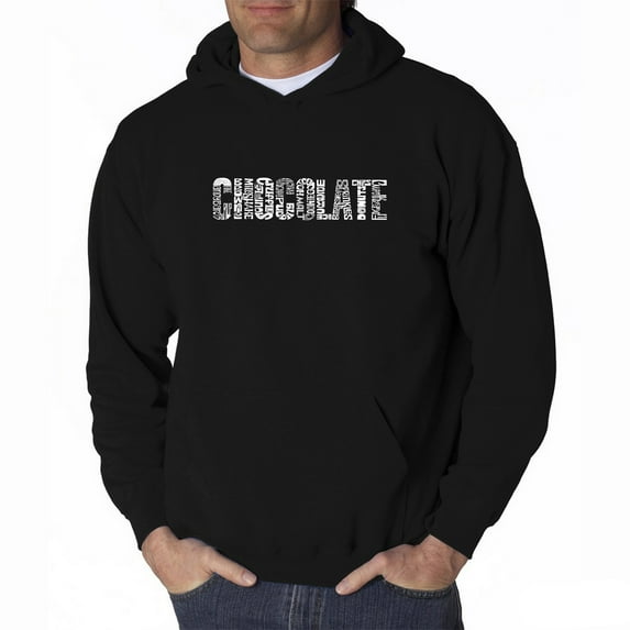 LA Pop Art Men's Word Art Hooded Sweatshirt - Different foods made with chocolate