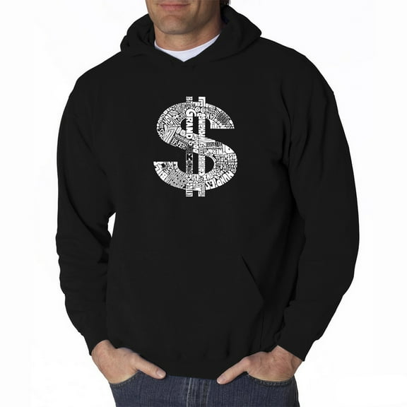 LA Pop Art Men's Word Art Hooded Sweatshirt - Dollar Sign