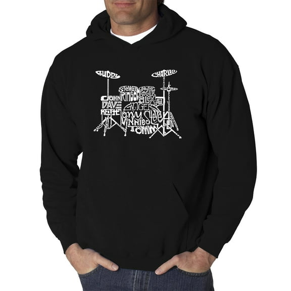 LA Pop Art Men's Word Art Hooded Sweatshirt - Drums