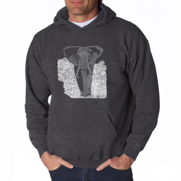 LA Pop Art Men's Word Art Hooded Sweatshirt - ELEPHANT