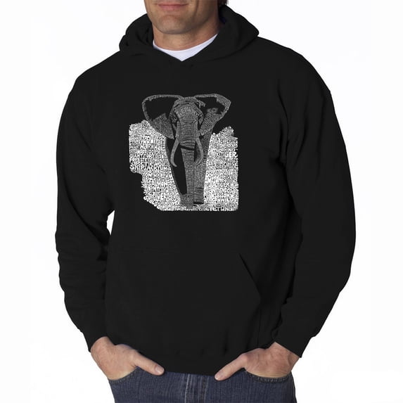 LA Pop Art Men's Word Art Hooded Sweatshirt - ELEPHANT