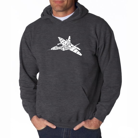LA Pop Art Men's Word Art Hooded Sweatshirt - FIGHTER JET - NEED FOR SPEED