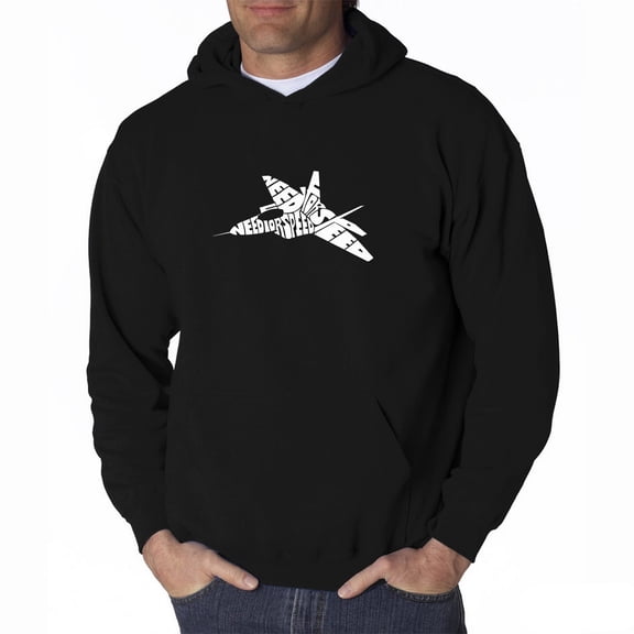 LA Pop Art Men's Word Art Hooded Sweatshirt - FIGHTER JET - NEED FOR SPEED