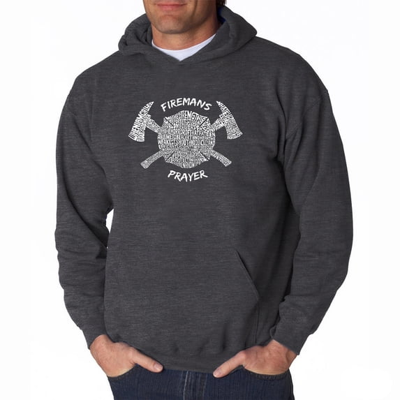 LA Pop Art Men's Word Art Hooded Sweatshirt - FIREMAN'S PRAYER
