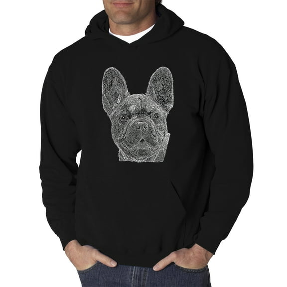 LA Pop Art Men's Word Art Hooded Sweatshirt - French Bulldog