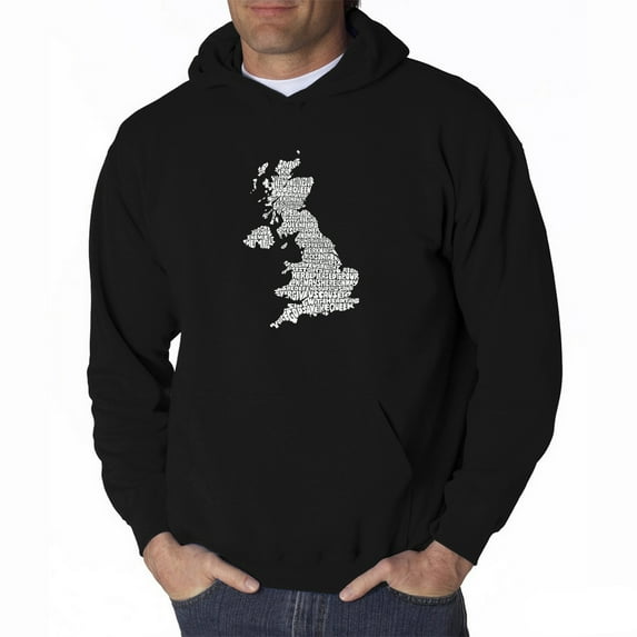 LA Pop Art Men's Word Art Hooded Sweatshirt - GOD SAVE THE QUEEN