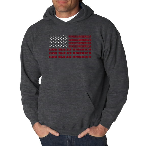 LA Pop Art Men's Word Art Hooded Sweatshirt - God Bless America