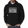 thumbnail image 1 of LA Pop Art Men's Word Art Hooded Sweatshirt - Greatest Rap Hits of The 1980's, 1 of 2
