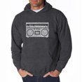 thumbnail image 1 of LA Pop Art Men's Word Art Hooded Sweatshirt - Greatest Rap Hits of The 1980's, 1 of 2