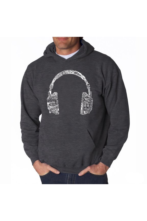 Men's Word Art Hooded Sweatshirt - HEADPHONES - LANGUAGES