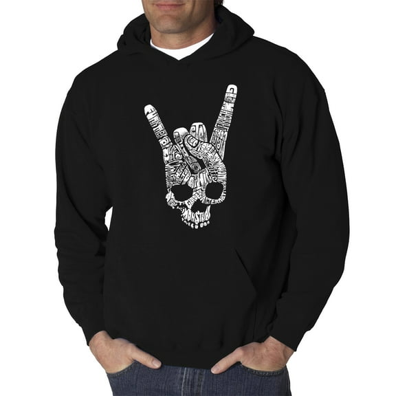 LA Pop Art Men's Word Art Hooded Sweatshirt - Heavy Metal Genres