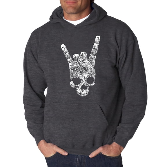 LA Pop Art Men's Word Art Hooded Sweatshirt - Heavy Metal Genres