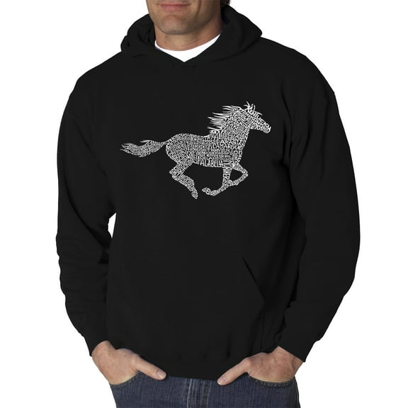 LA Pop Art Men's Word Art Hooded Sweatshirt - Horse Breeds