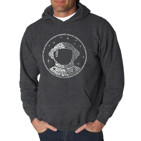 LA Pop Art Men's Word Art Hooded Sweatshirt - I Need My Space Astronaut