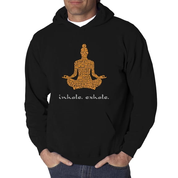 LA Pop Art Men's Word Art Hooded Sweatshirt - Inhale Exhale