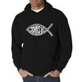 thumbnail image 1 of LA Pop Art Men's Word Art Hooded Sweatshirt - John 3:16 Fish Symbol, 1 of 2