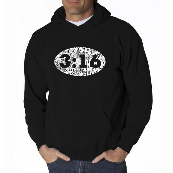 LA Pop Art Men's Word Art Hooded Sweatshirt - John 3:16