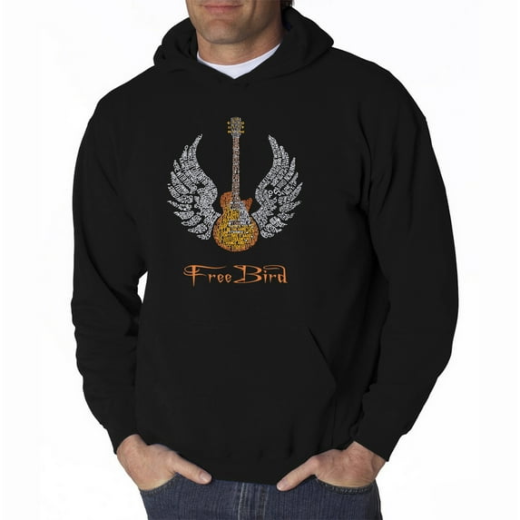 LA Pop Art Men's Word Art Hooded Sweatshirt - LYRICS TO FREEBIRD