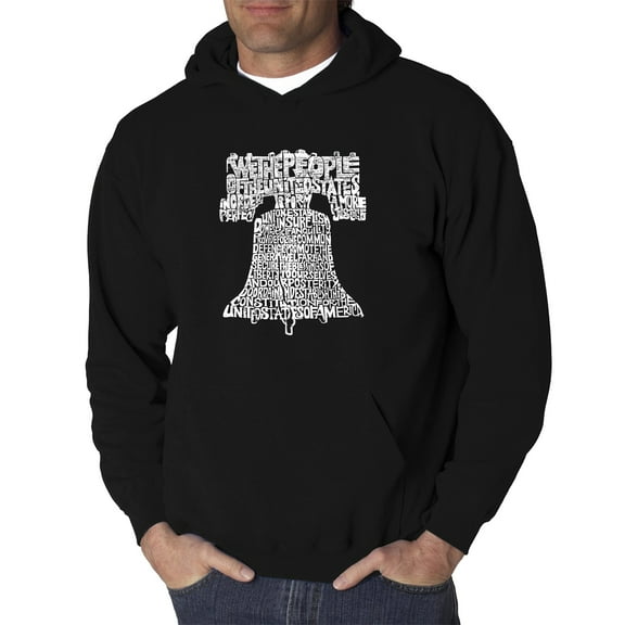 LA Pop Art Men's Word Art Hooded Sweatshirt - Liberty Bell
