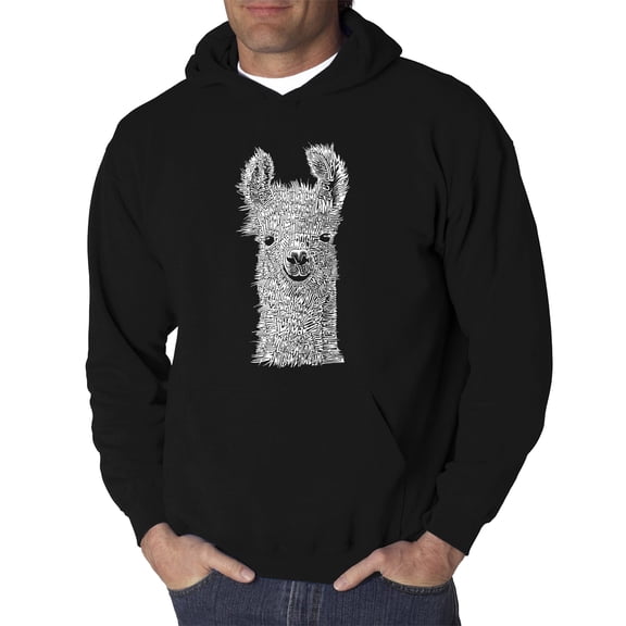 LA Pop Art Men's Word Art Hooded Sweatshirt - Llama