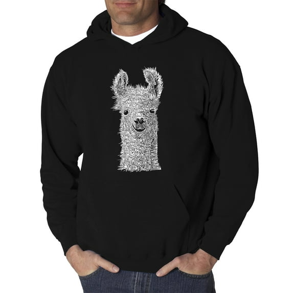 LA Pop Art Men's Word Art Hooded Sweatshirt - Llama