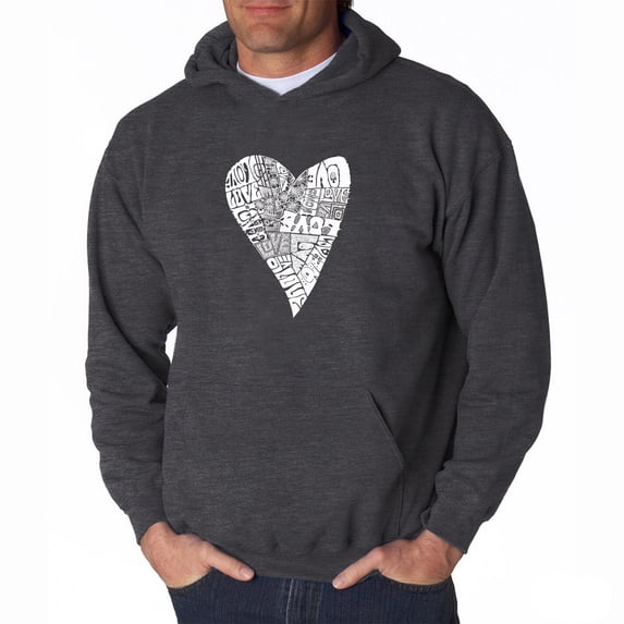 LA Pop Art Men's Word Art Hooded Sweatshirt - Lots of Love