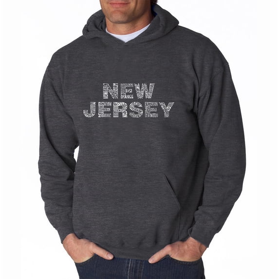 LA Pop Art Men's Word Art Hooded Sweatshirt - NEW JERSEY NEIGHBORHOODS