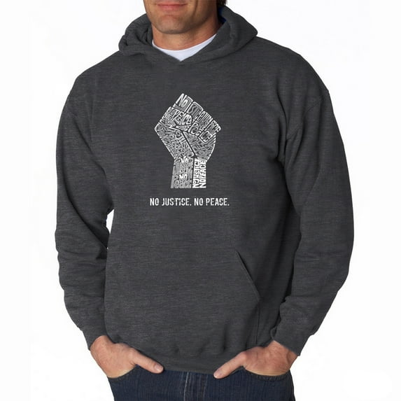 LA Pop Art Men's Word Art Hooded Sweatshirt - No Justice, No Peace