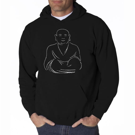 LA Pop Art Men's Word Art Hooded Sweatshirt - POSITIVE WISHES