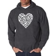 thumbnail image 1 of LA Pop Art Men's Word Art Hooded Sweatshirt - Paw Prints Heart, 1 of 2