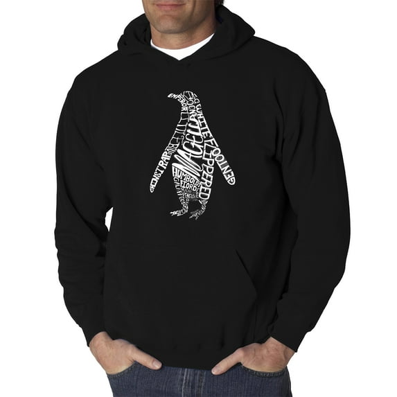 LA Pop Art Men's Word Art Hooded Sweatshirt - Penguin