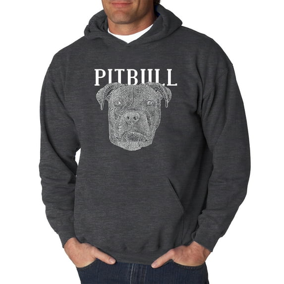 LA Pop Art Men's Word Art Hooded Sweatshirt - Pitbull Face