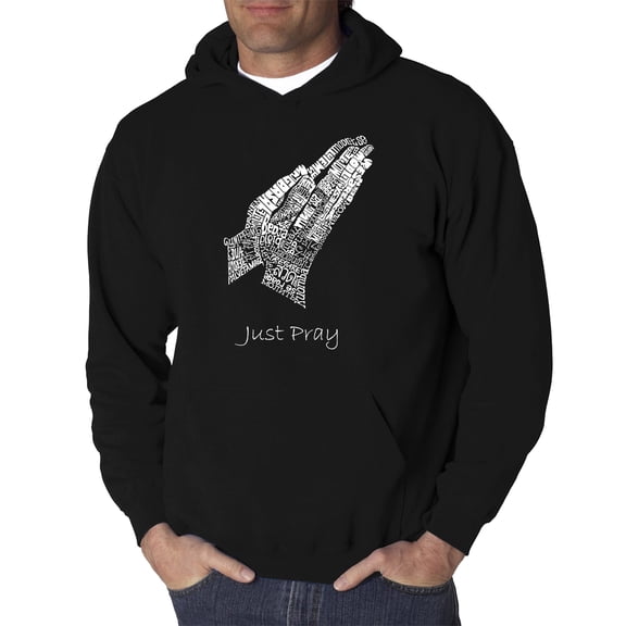 LA Pop Art Men's Word Art Hooded Sweatshirt - Prayer Hands