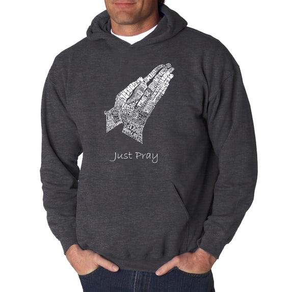 LA Pop Art Men's Word Art Hooded Sweatshirt - Prayer Hands