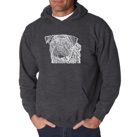LA Pop Art Men's Word Art Hooded Sweatshirt - Pug Face