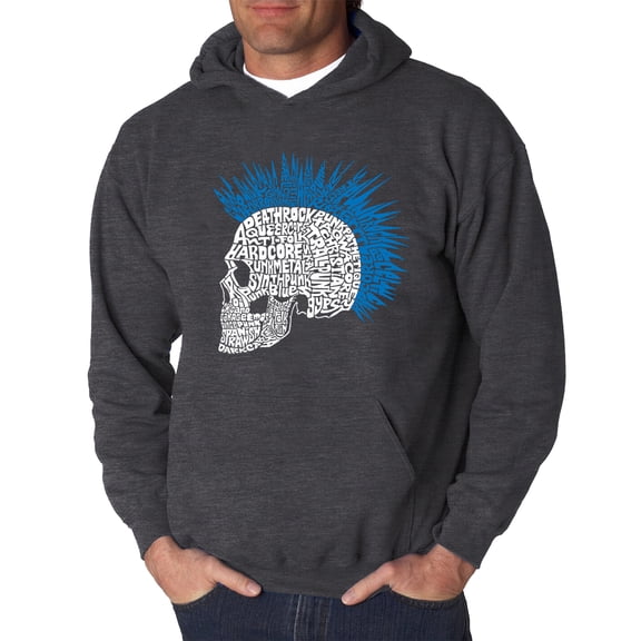 LA Pop Art Men's Word Art Hooded Sweatshirt - Punk Mohawk